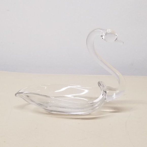 Duncan Miller Clear Blown Glass Swan Mother and Cygnet Dish Set - Picture 10 of 13